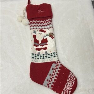Pottery Barn Kids Santa Natural Fair Isle Christmas Stocking dad Monogram